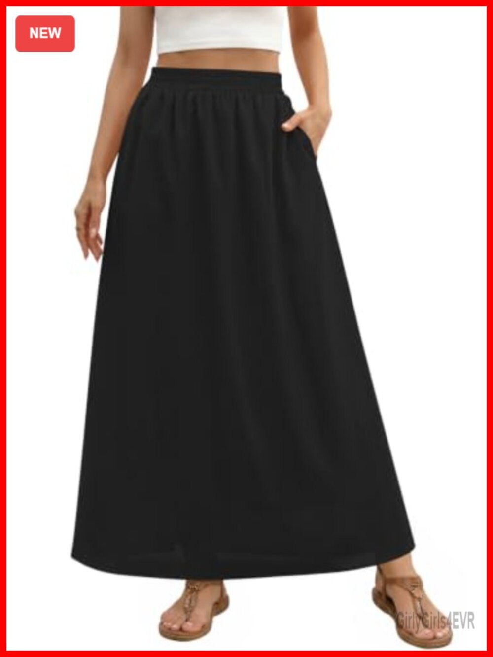 Womens Chiffon Maxi Skirt High Waist Elastic Flowy A-Line Long Skirt